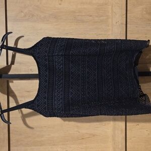 (J29) Black Lace Tank Swim Top Sz XXL